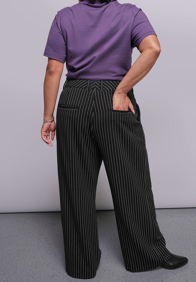 The Empower Pinstripe Wide Leg Trouser, BLACKSTONE / Black, alternate image number 2