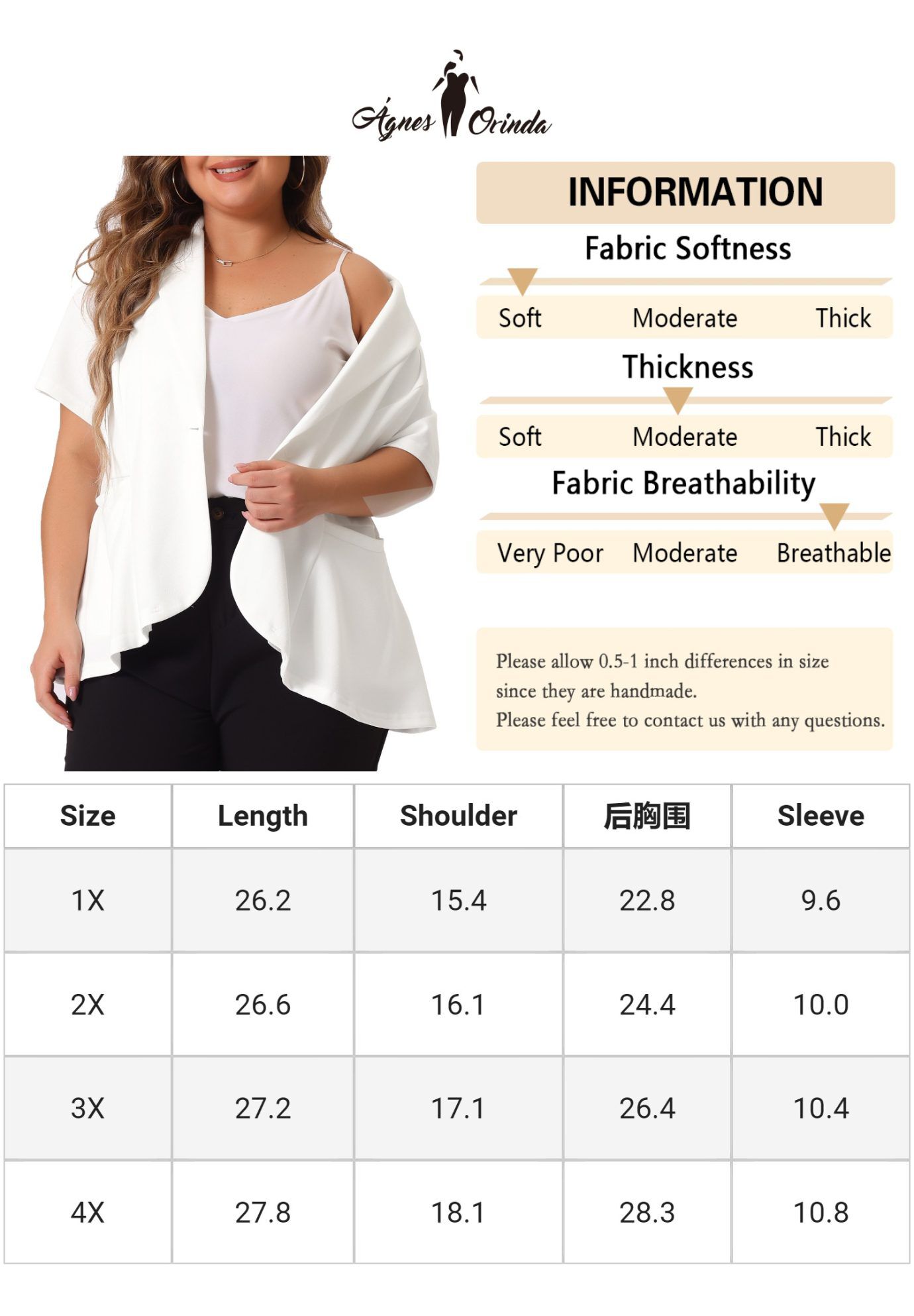 SHORT SLEEVE BUTTON BUSINESS SUIT BLAZER, White / White, alternate image number 4