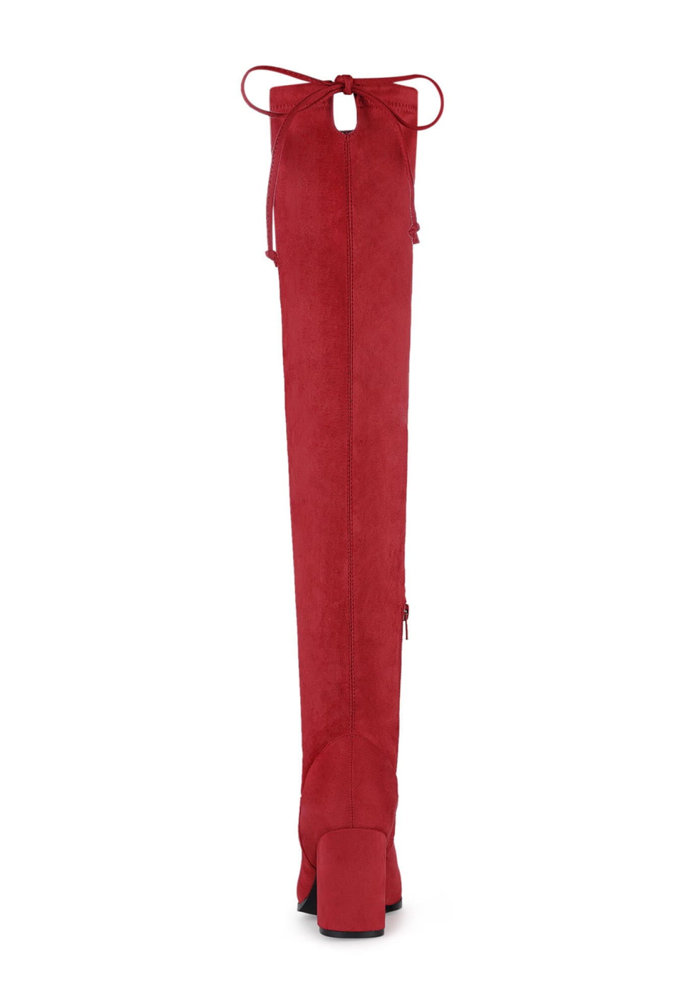 Round Toe Chunky Heel Over the Knee High Boots, Red / Red, alternate image number 2