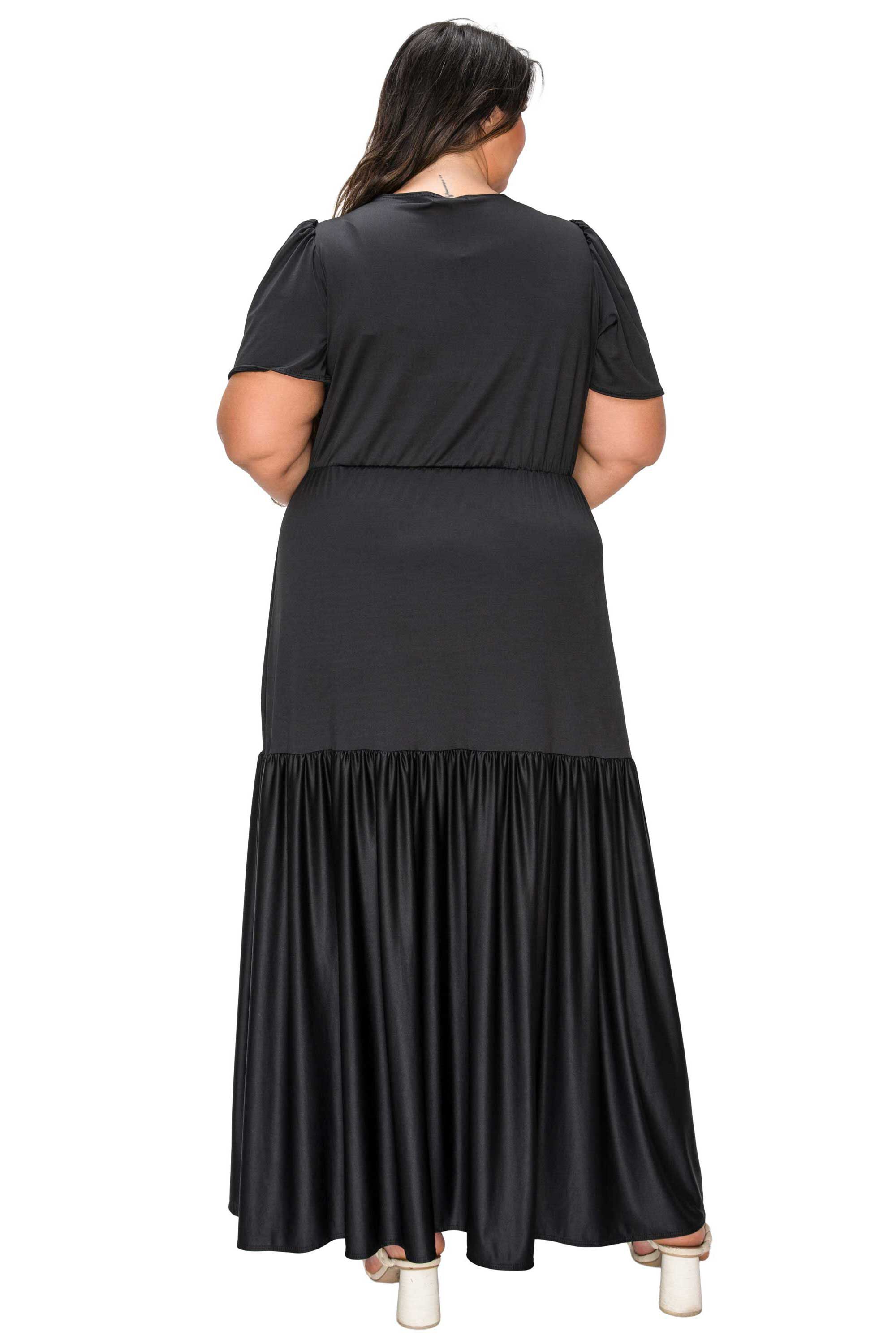 Violetta Tiered Surplice Dress, Black / Black, alternate image number 2