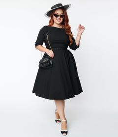 Unique Vintage Black Devon Swing Dress