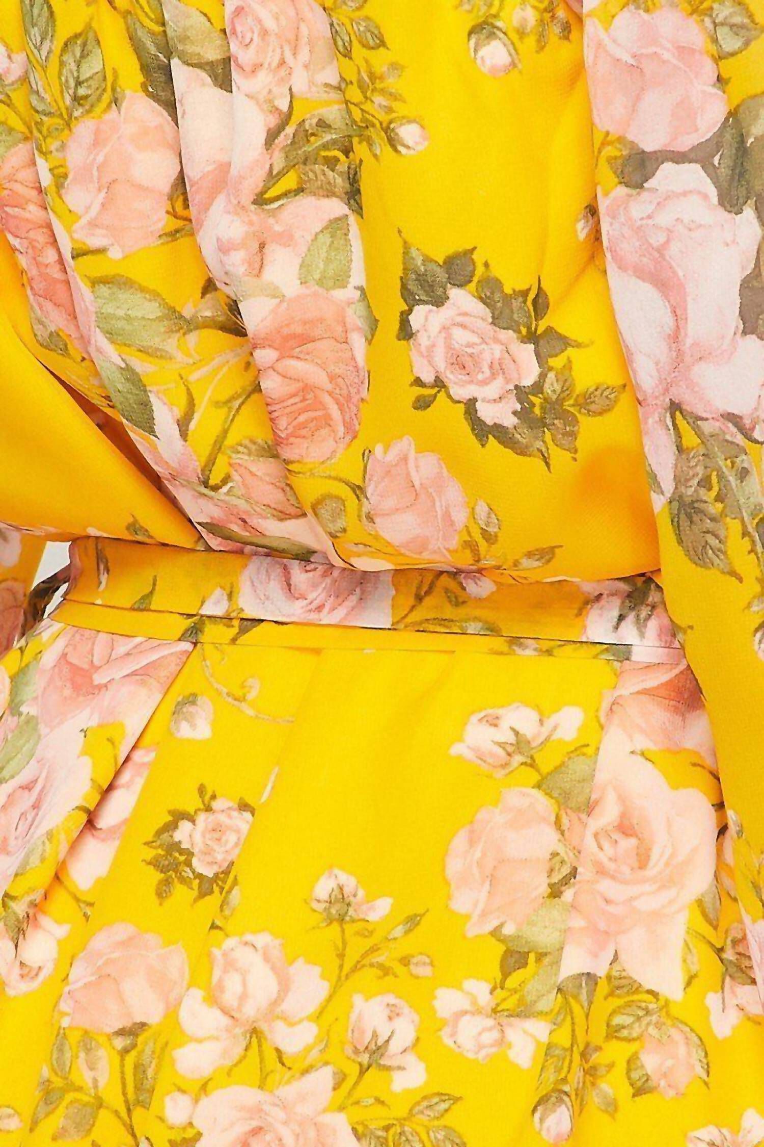 FLORAL OFF THE SHOULDER MINI DRESS IN YELLOW MULTI, Yellow Multi / Yellow, alternate image number 2