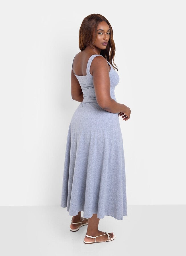 ESSENTIAL SQUARE NECK TANK CROP TOP - GREY, Grey / Cool Gray, alternate image number 3