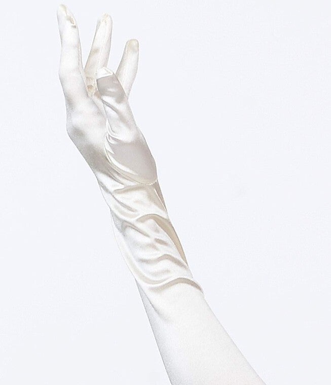 Ivory Satin 23'' Opera Length Gloves, , alternate image number 6