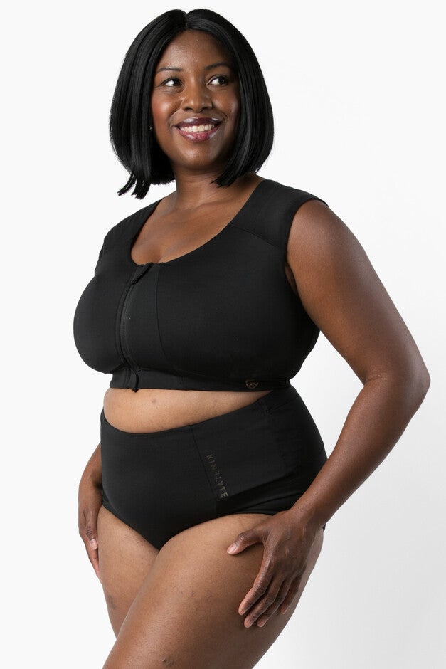 Curve Zip Bra - Eco Jersey (DD+), Noir Black / Black, alternate image number 1