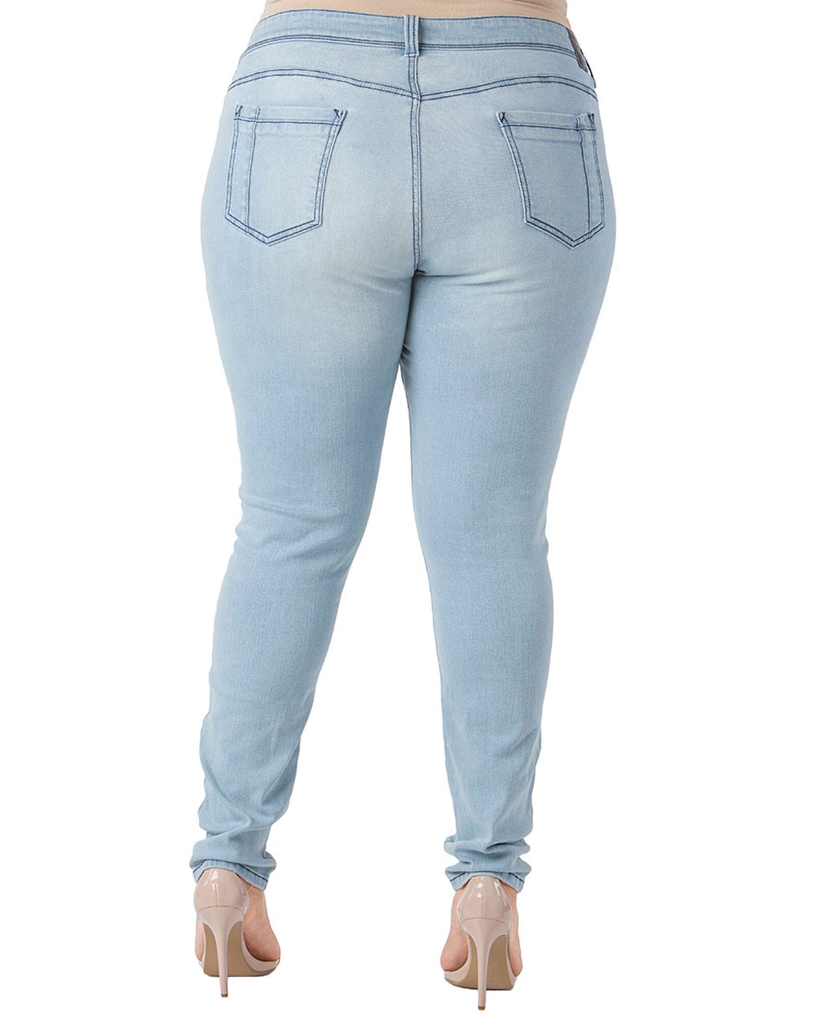 Plus Size Madison Destroyed Washed Skinny Jeans, Blue Destroyed / Light Wash, alternate image number 1