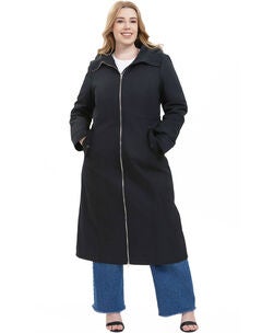 Hooded Zip-Out Lined Long Raincoat