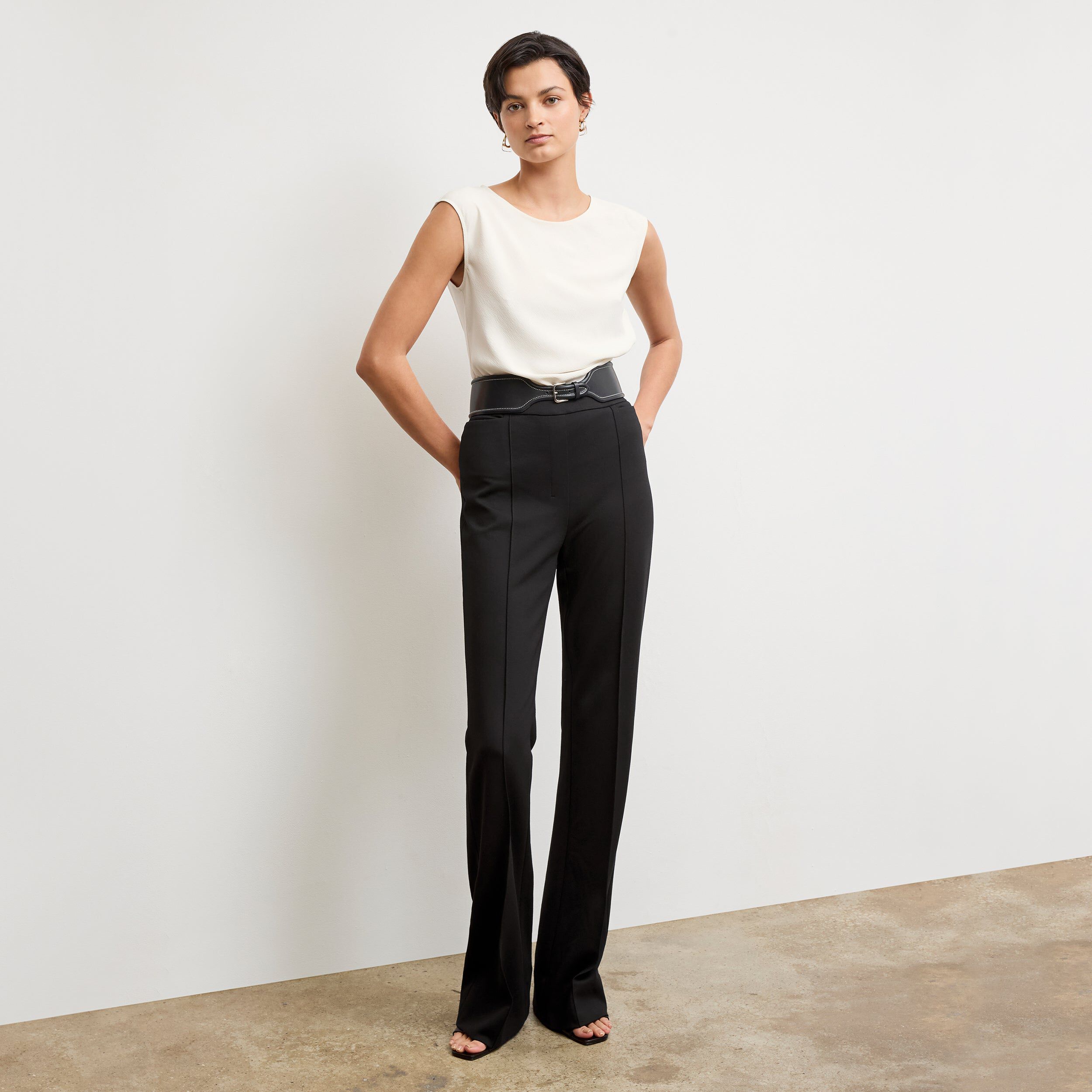 Hart Flare Trouser - Butter Ponte, Black / Black, alternate image number 1