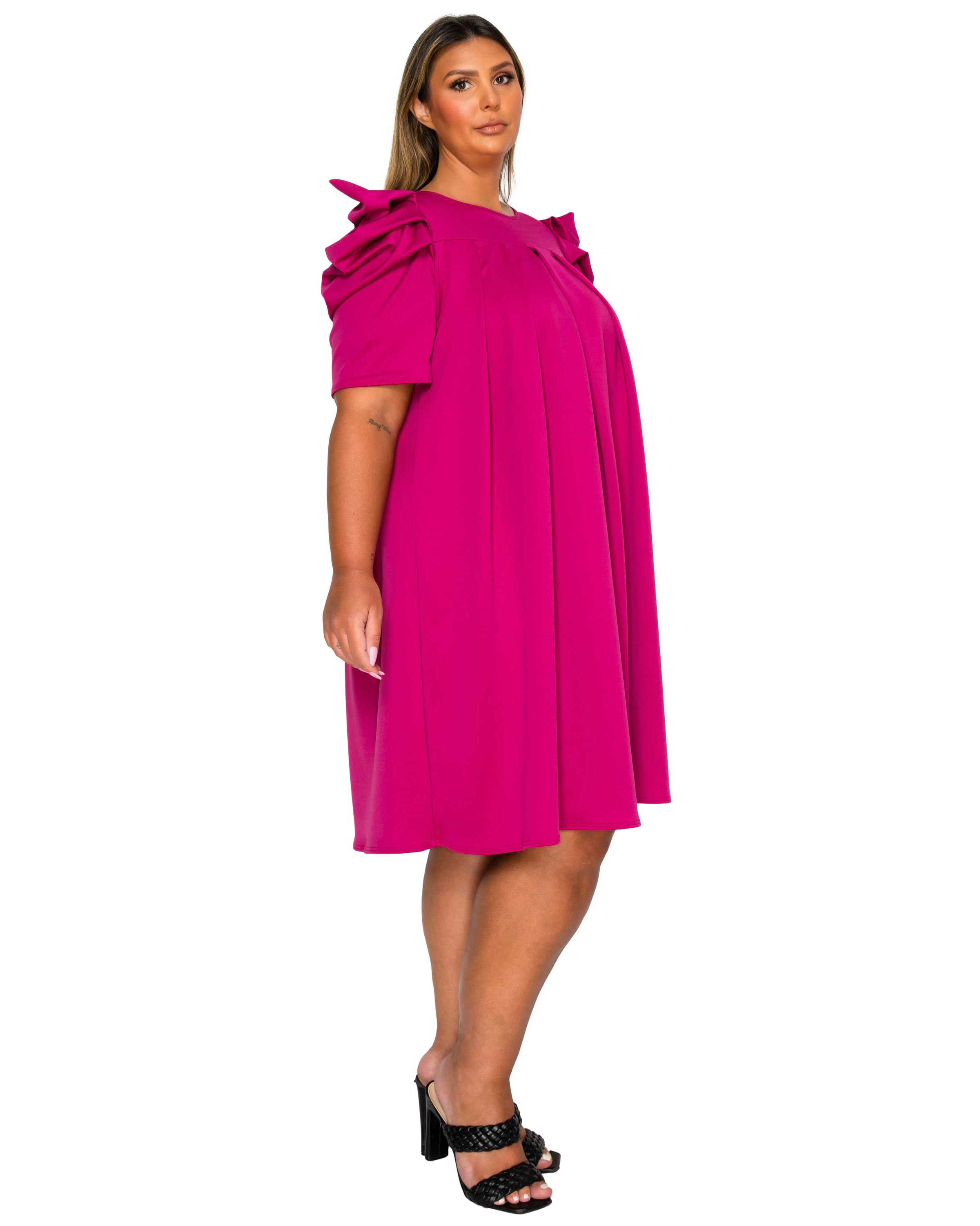 Zaya Pleated Swing Dress, Magenta / Magenta, alternate image number 1