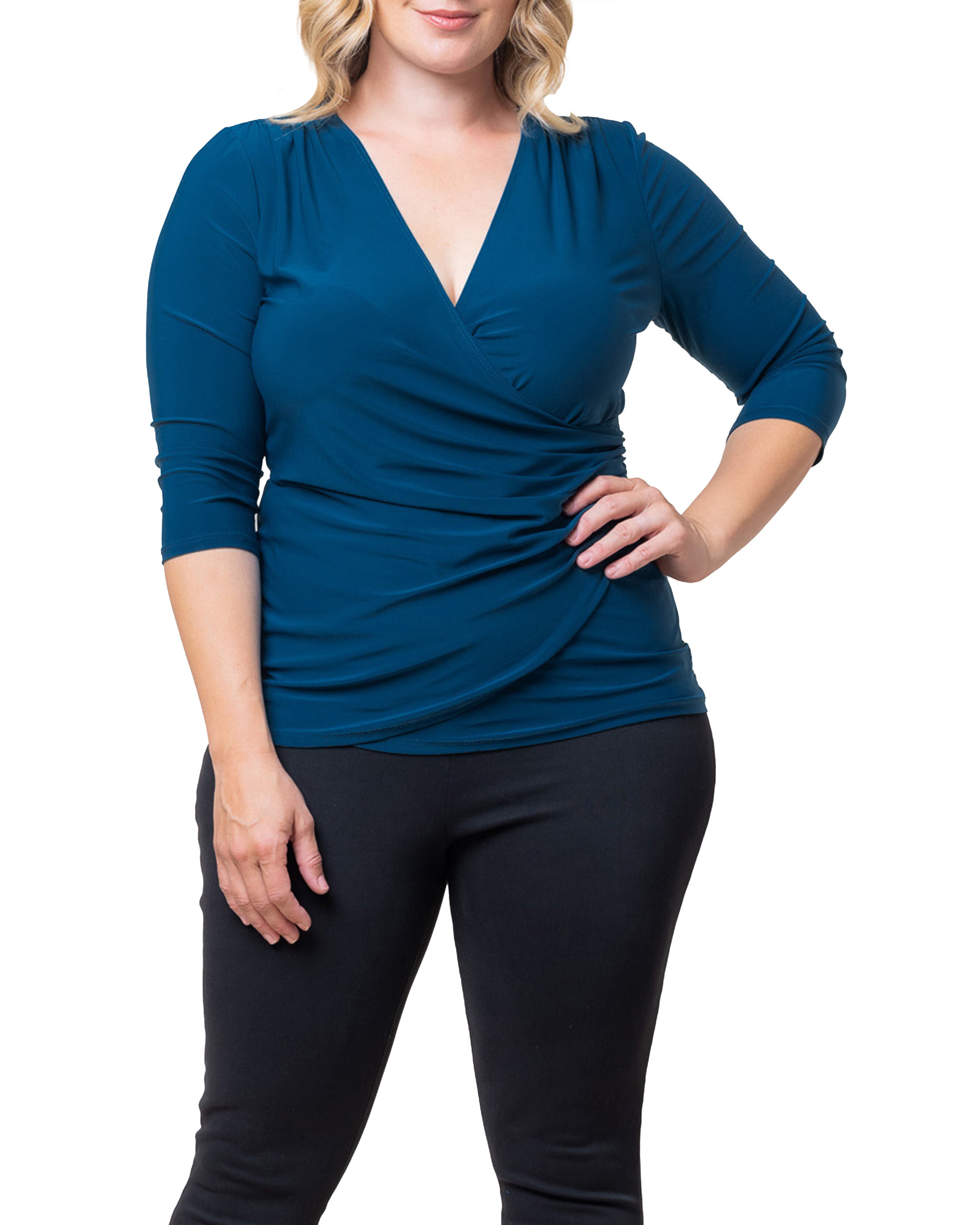 Femme Fatale Faux Wrap Top, AEGEAN BLUE / Teal, hi-res image number 0