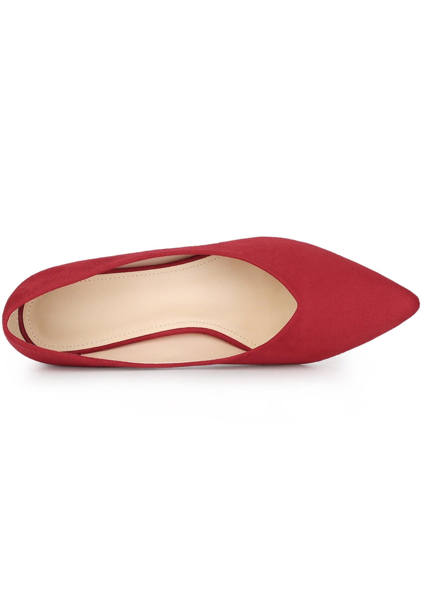 Pointy Toe Slip on Low Chunky Heels Pump, Red / Red, alternate image number 2