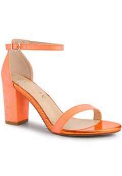 Glitter Ankle Strap Chunky Heels Sandals