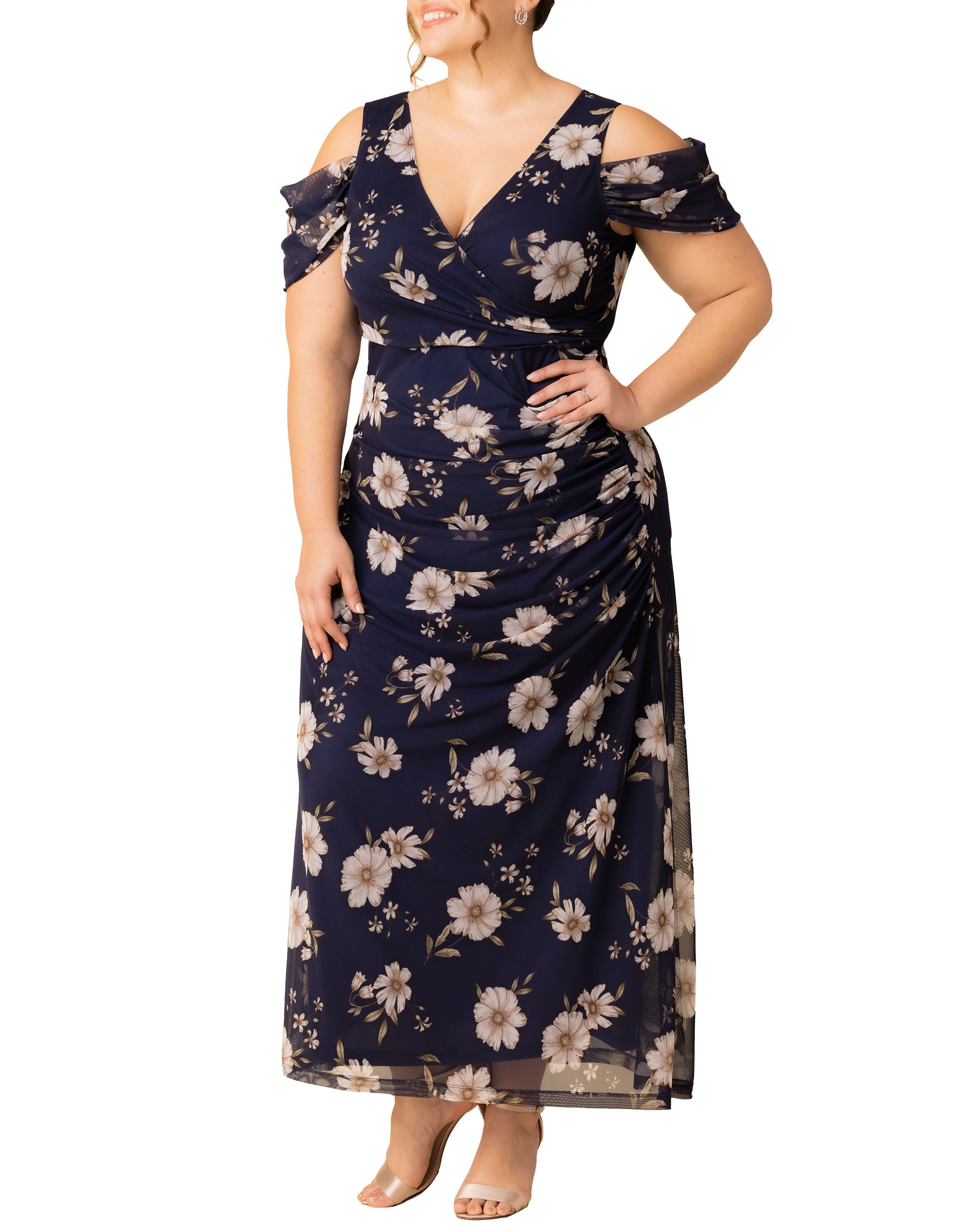 Seraphina Mesh Gown, NAVY BLOOMS / Navy, alternate image number 3