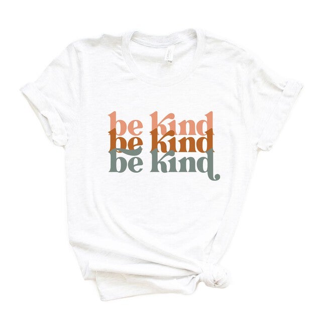Be Kind Boho Short Sleeve Graphic Tee, White / White, hi-res image number null
