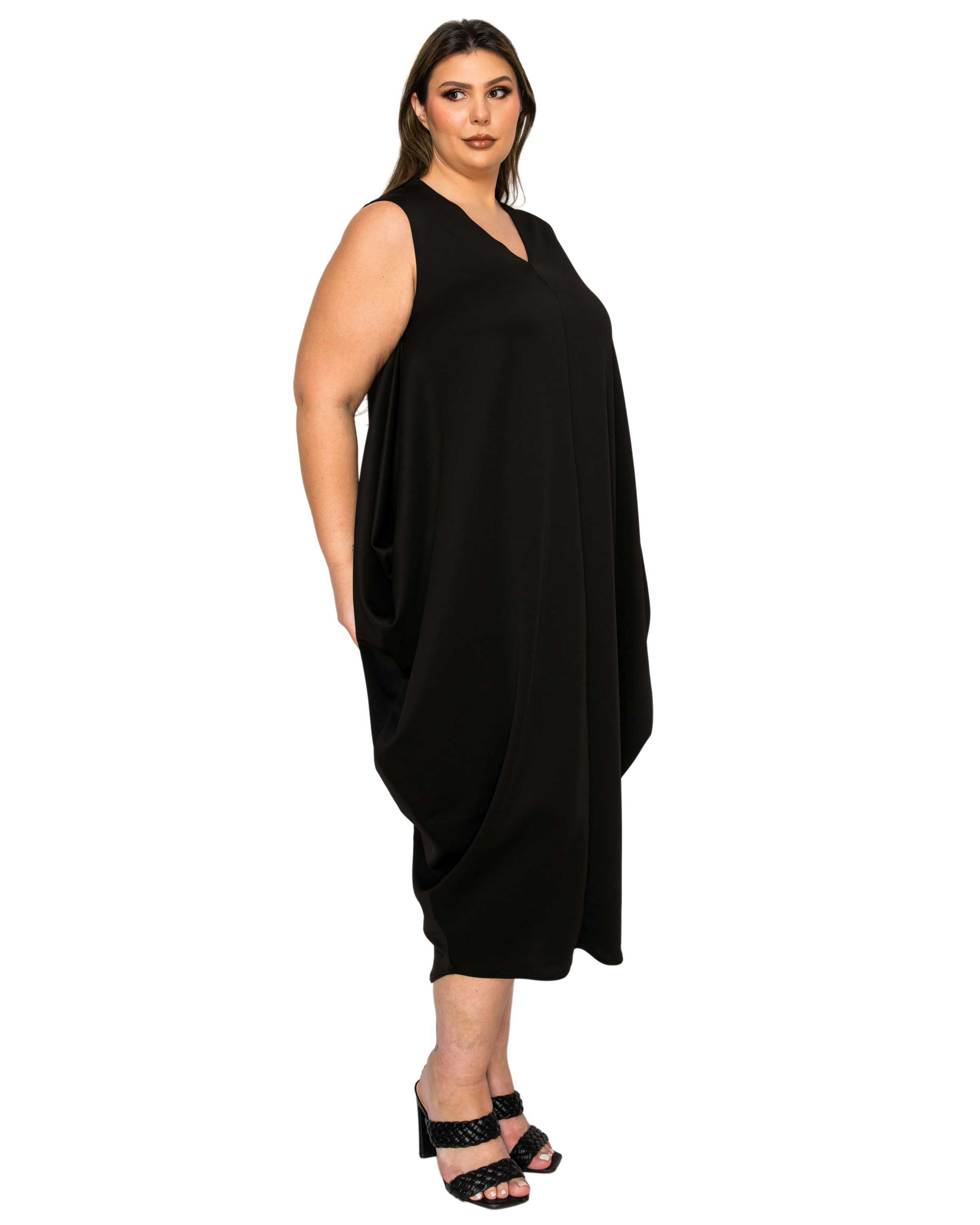 Clover Sleeveless Bubble Hem Dress, Black / Black, alternate image number 1