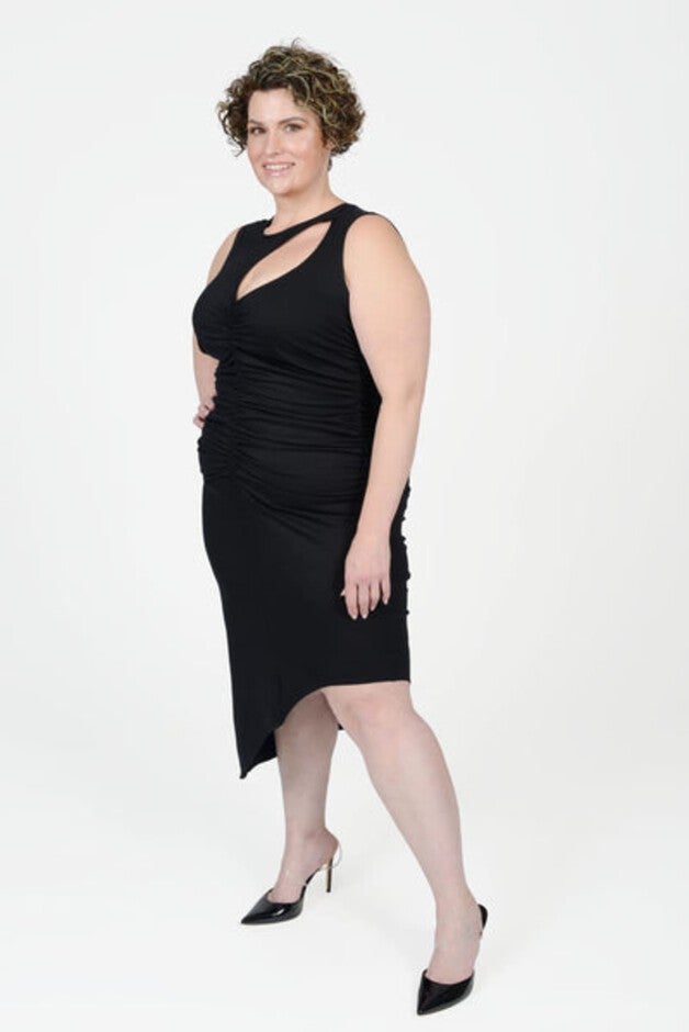 Sarah Cutout Ruched Tank Dress, Black / Black, alternate image number null