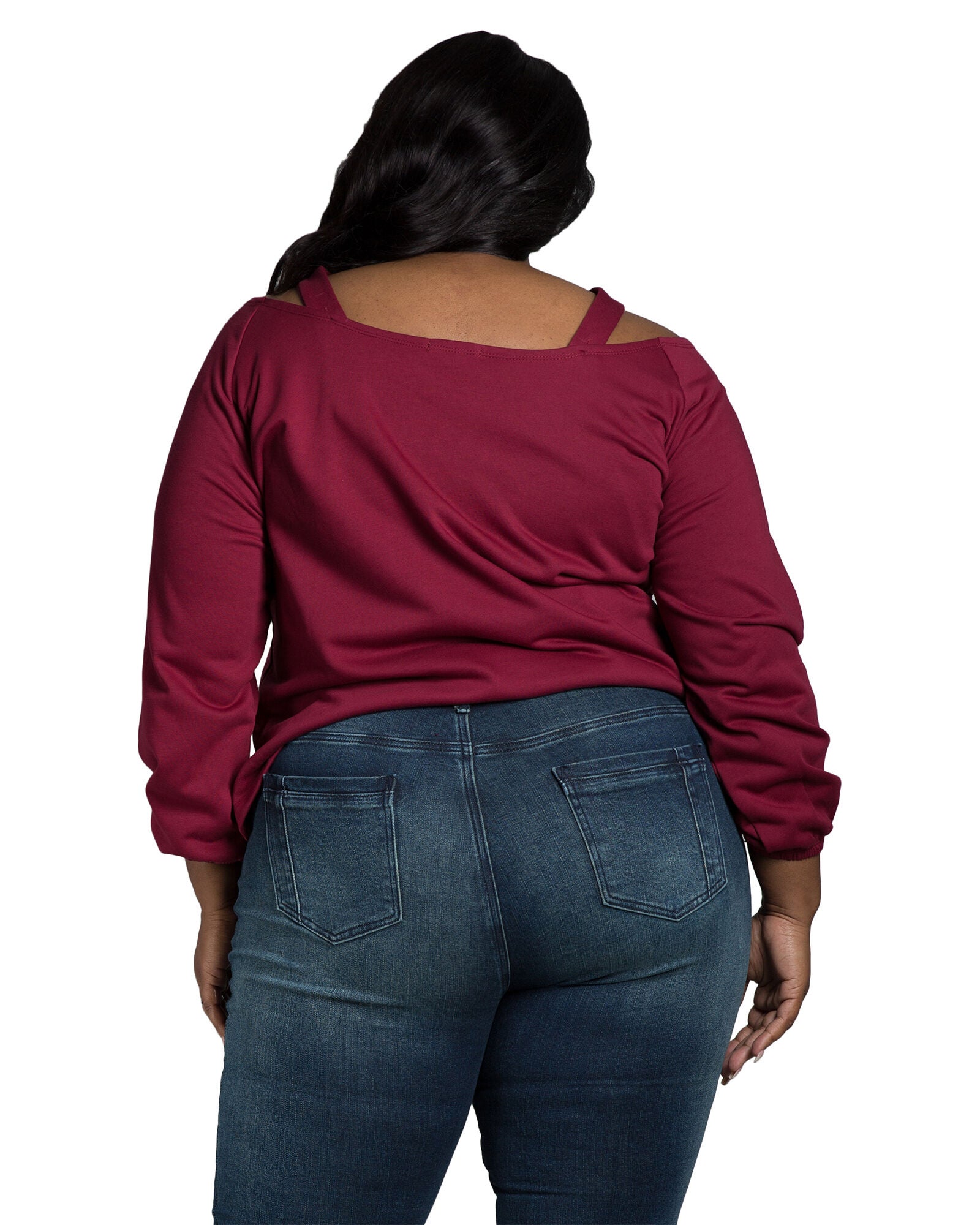 Della Women&#39;s V Self Straps Off Shoulder Long Sleeve Top, Sunset / Burgundy, alternate image number 4