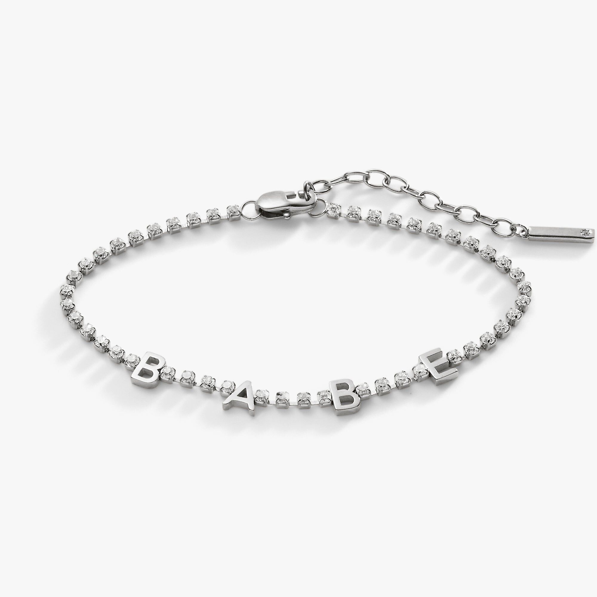 &quot;Babe&quot; Crystal Tennis Bracelet, Silver / Silver, hi-res image number 0