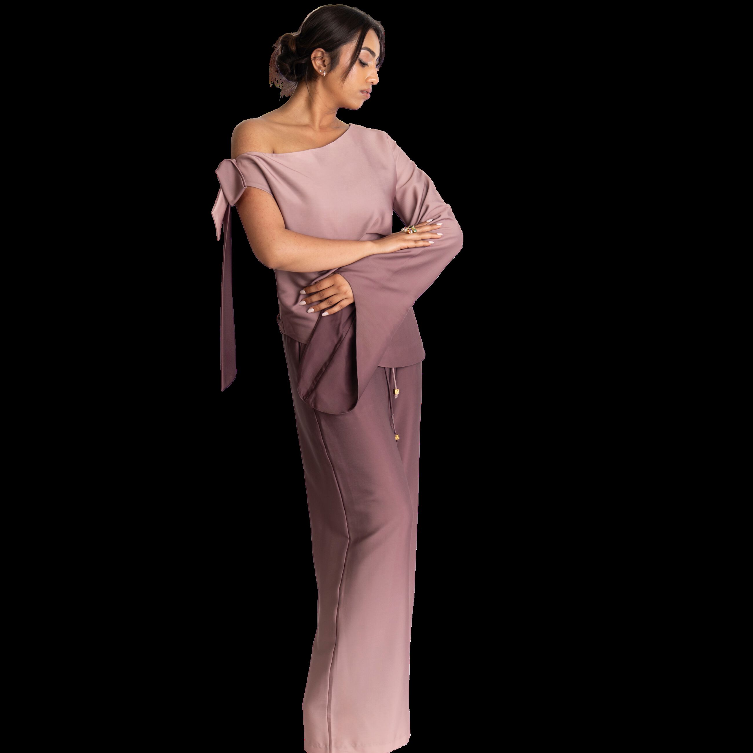 High Waisted Wide Leg Drawstring Pants, Brown / Brown, alternate image number 2