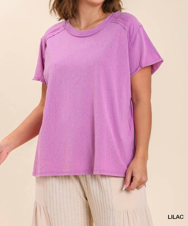 ROUND NECK SHORT SLEEVE T-SHIRT IN LILAC, Lilac / Purple, hi-res image number null