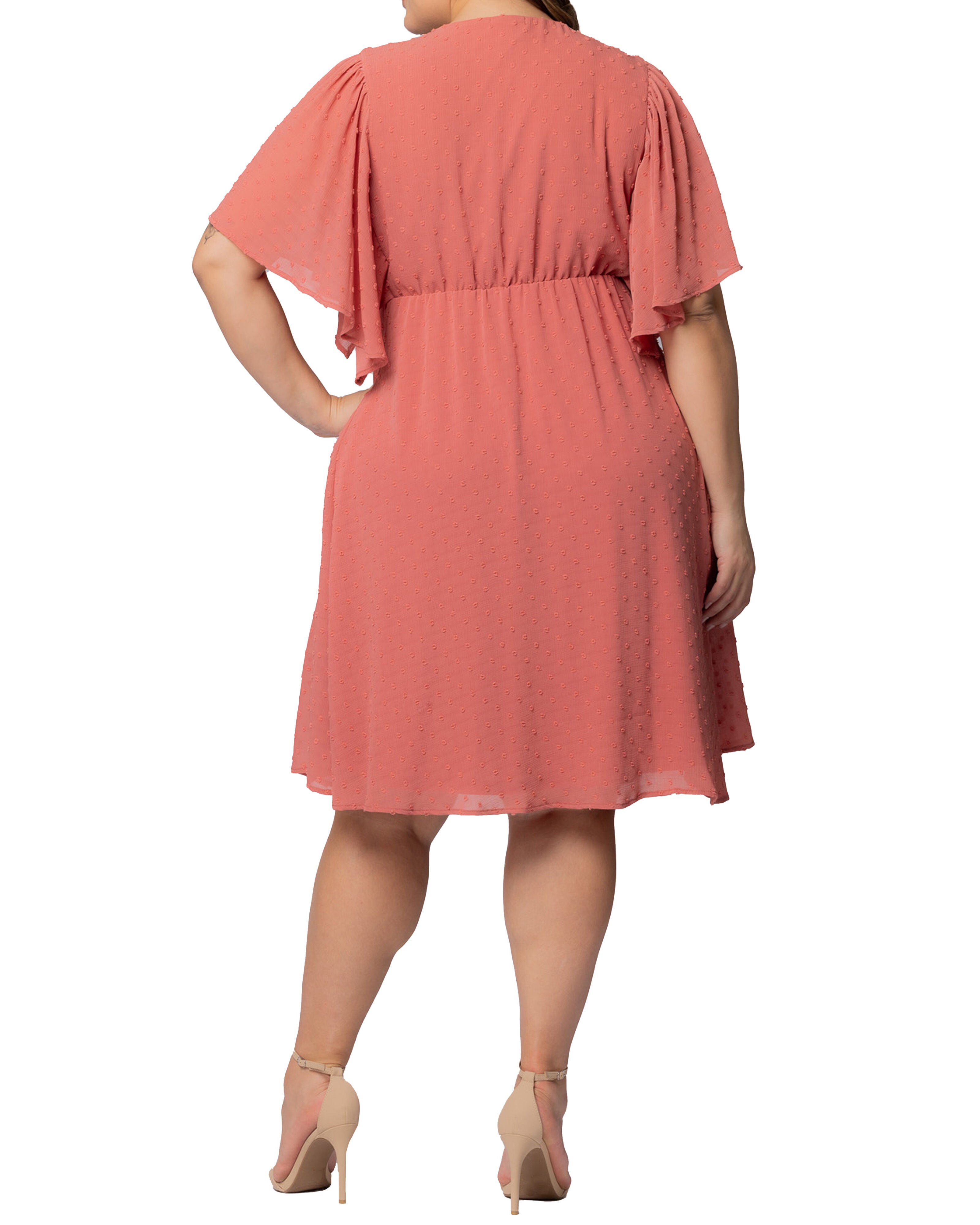 Florence Flutter Sleeve Dress, PEACHY KEEN / Peach, alternate image number 1