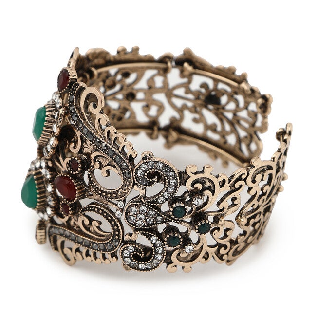 SOHI Women's Teardrop Filigree Cuff Bracelet, Bronze / Bronze, alternate image number null