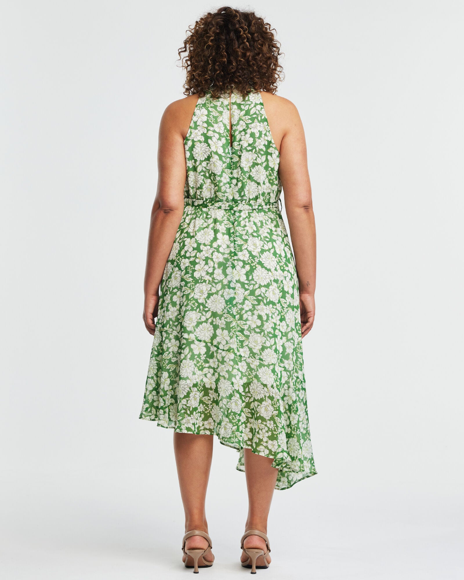 Field Green Floral Halter Dress, Print / Kelly Green, alternate image number 3
