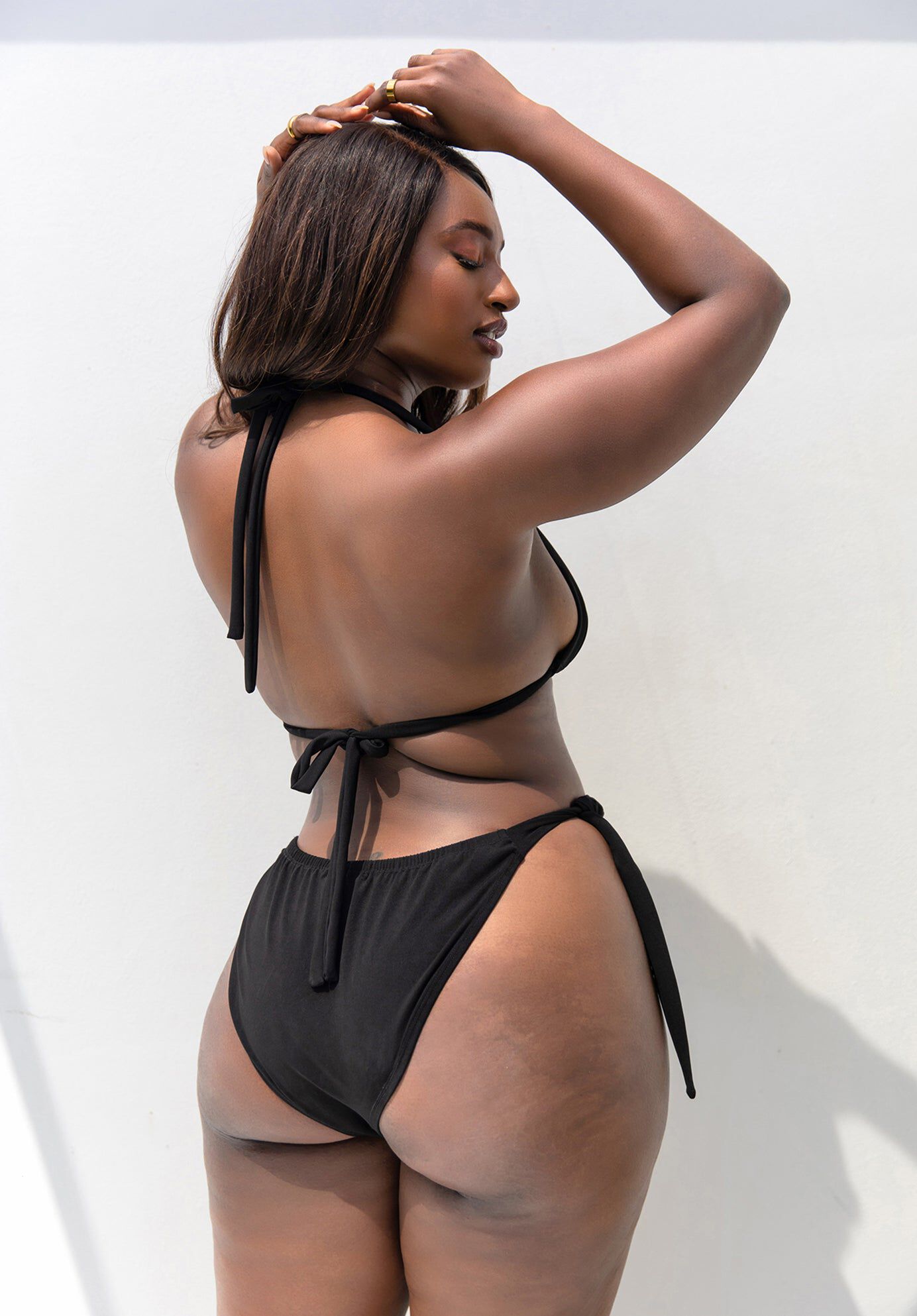 Essential Triangle Swim Top, Black / Black, alternate image number 3