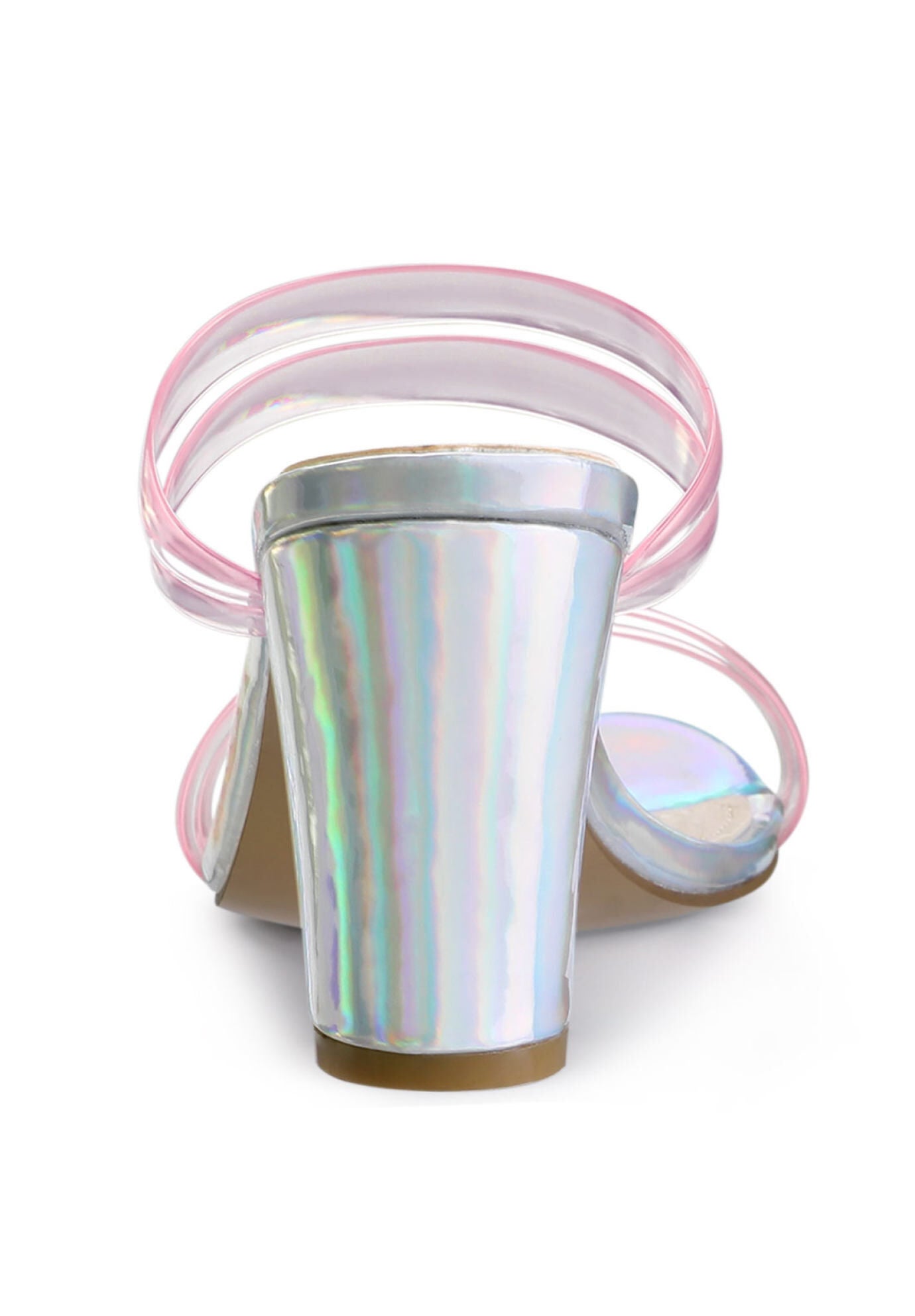 Strappy Slides Mules Block High Heel Sandal, Pink / Pink, alternate image number 2