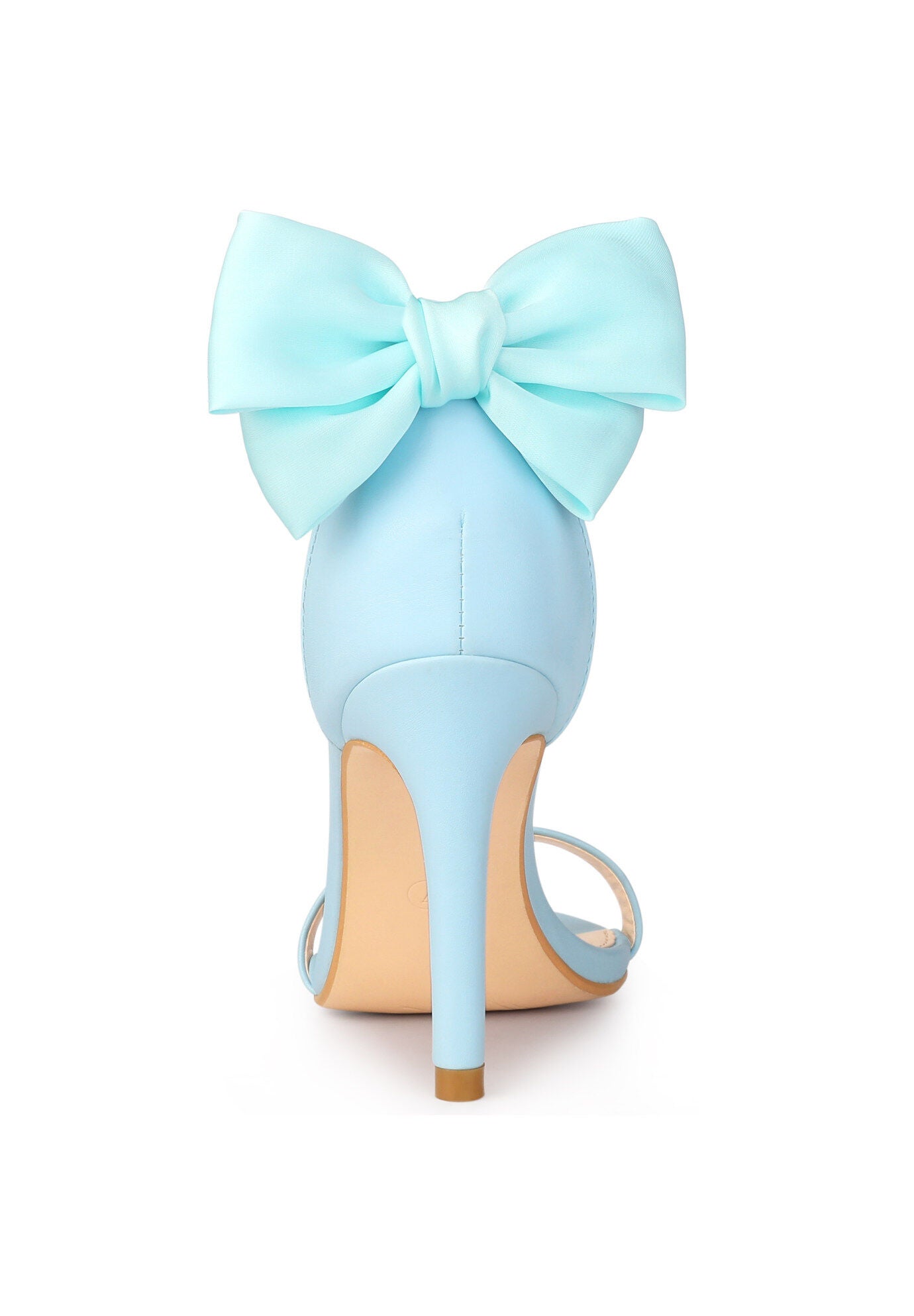 Bow Back Open Toe Stiletto Heel Sandals, Light Blue / Light Blue, alternate image number 2