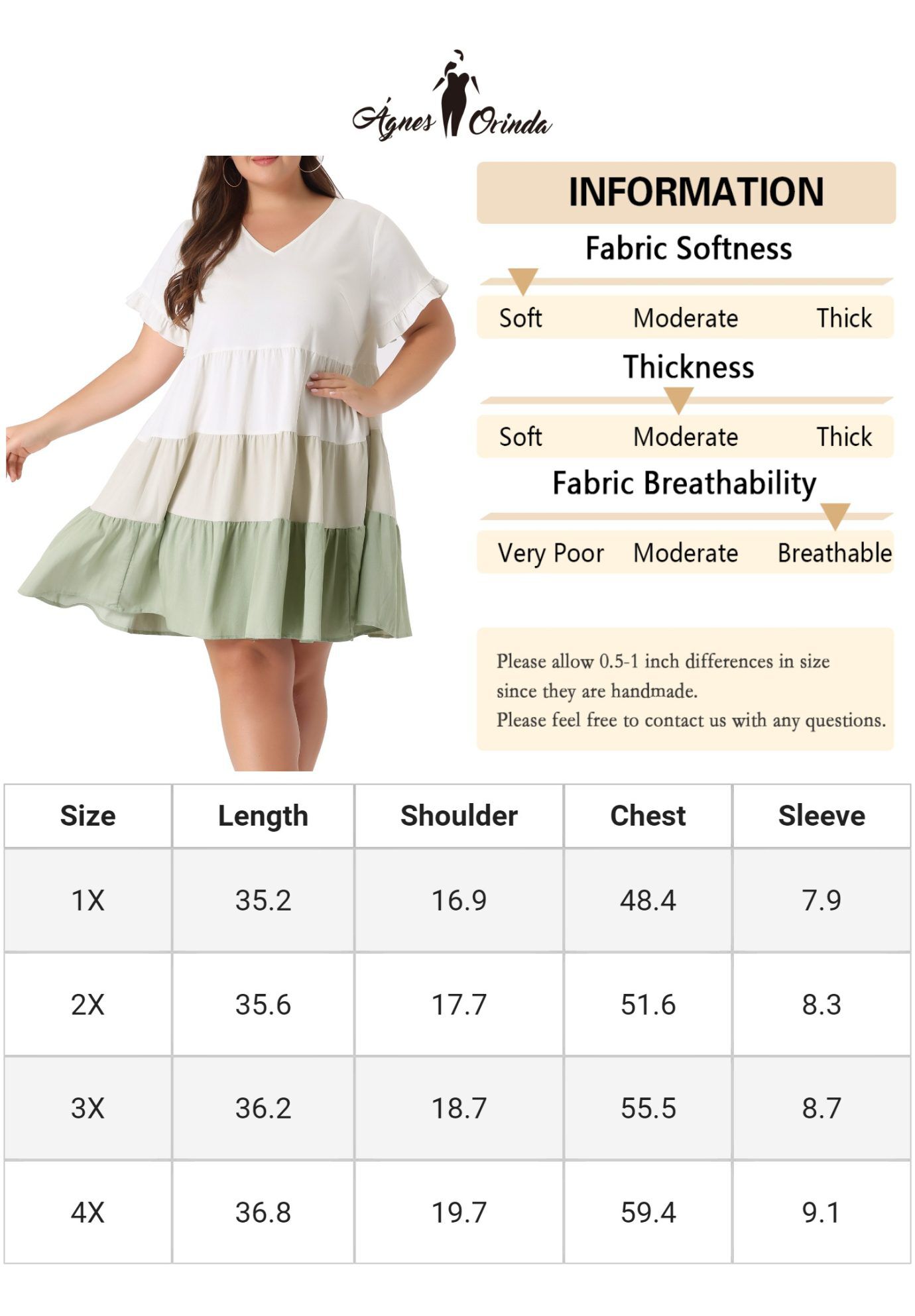 Babydoll Ruffle Short Sleeve Chambray Mini Dress, Green / Light Green, alternate image number 4