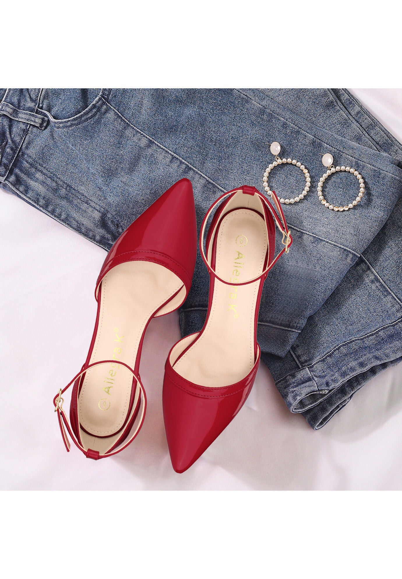 Pointed Toe Stiletto High Heel Pumps Evening Dress Shoes, Red / Red, alternate image number 1