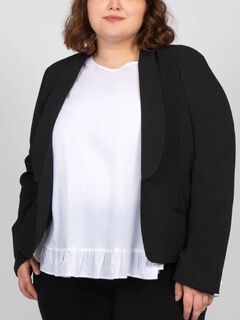 Luce Open Front Blazer Rounded Lapel Black