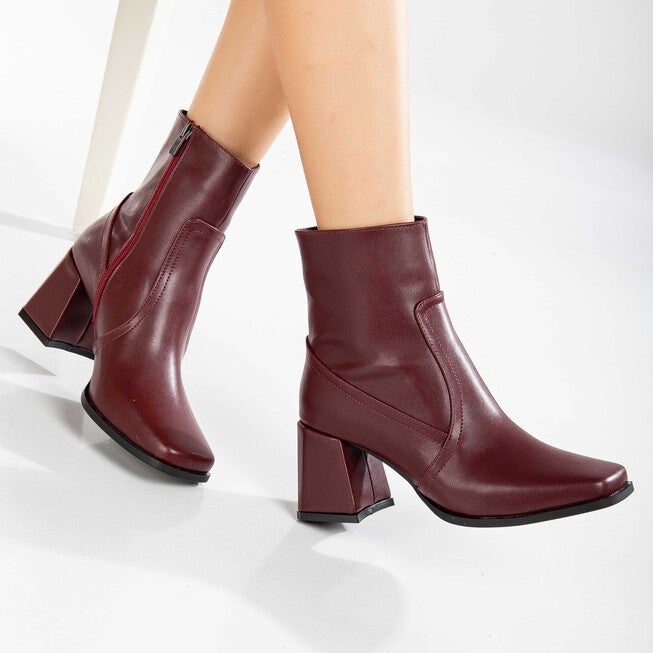 MAYA - BURGUNDY MATT ANKLE BOOTS, BURGUNDY / Burgundy, alternate image number 3