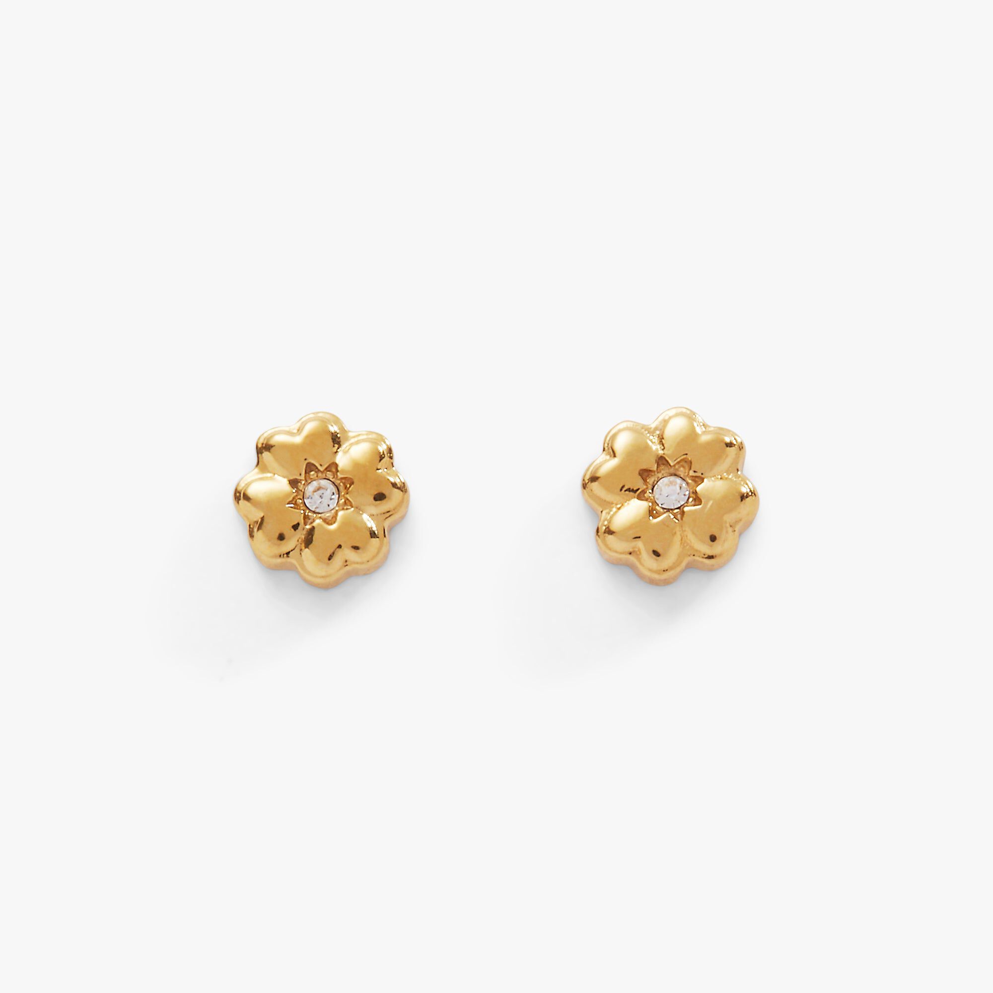 Four-Leaf Clover Mini Stud Earrings, Gold / Gold, hi-res image number 0