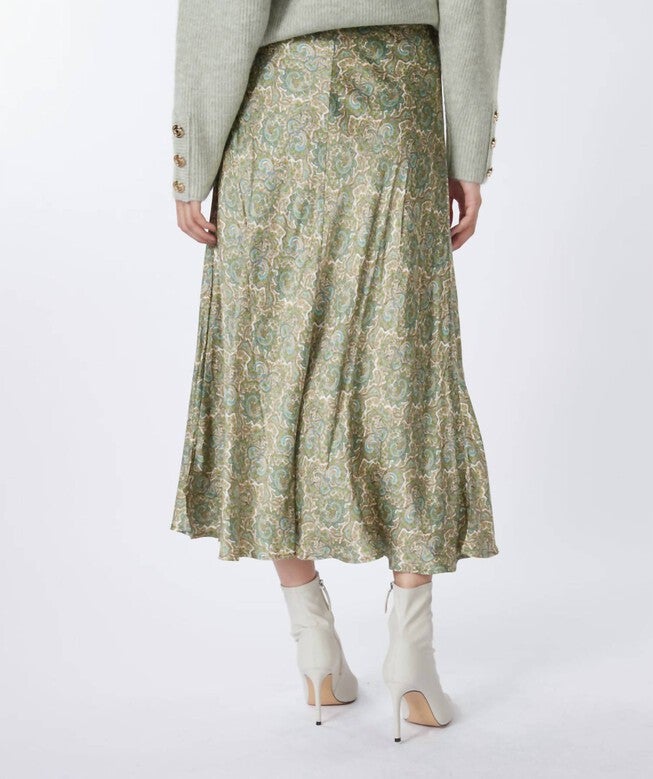 LONG HIDEAWAY PRINT SKIRT IN OLIVE, Olive / Olive Green, alternate image number null