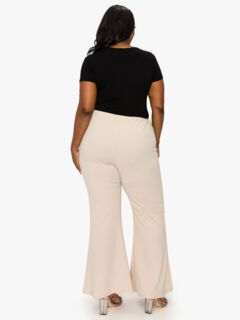 RUTH HIGH WAISTED FLARE PANTS, Taupe / Taupe, alternate image number 2
