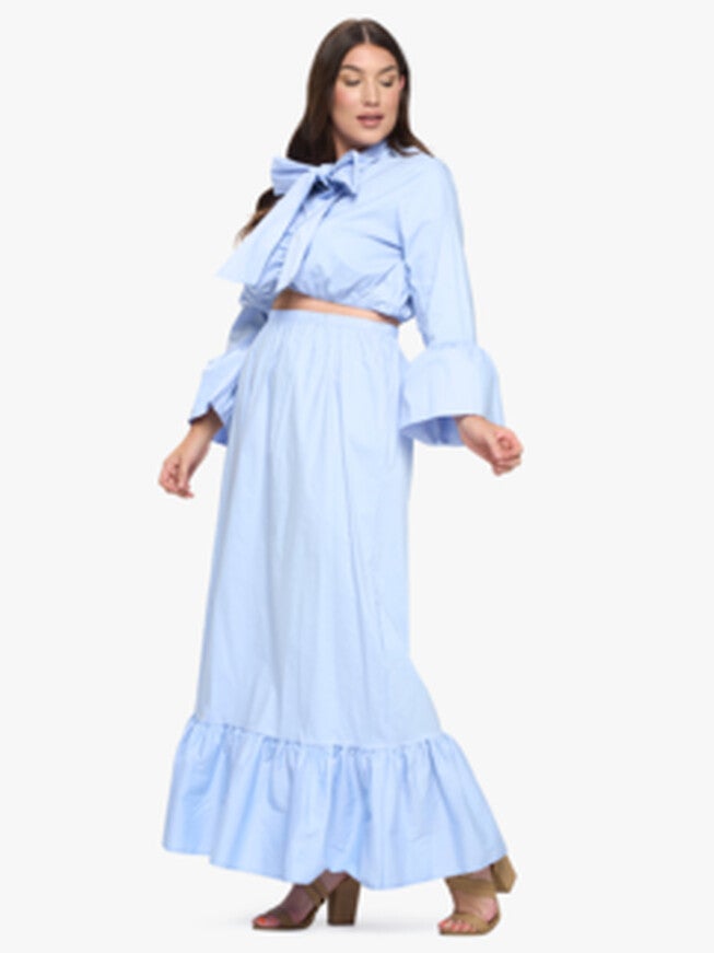 POPLIN BELL SLEEVE TOP AND SKIRT SET, , alternate image number 2