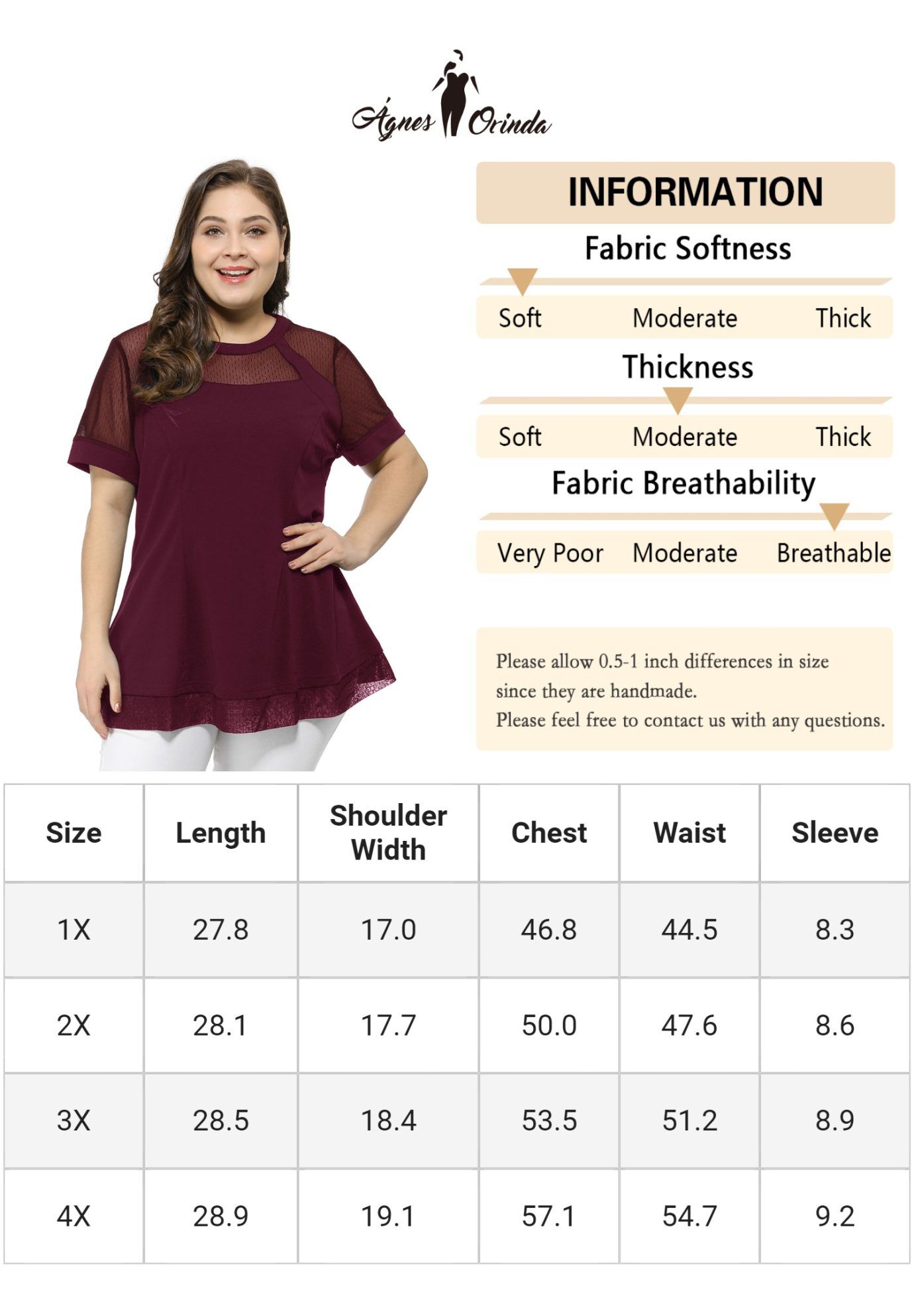 ROUND NECK SHORT SLEEVE MESH SHEER SUMMER PEPLUM TOP, Red / Red, alternate image number 4