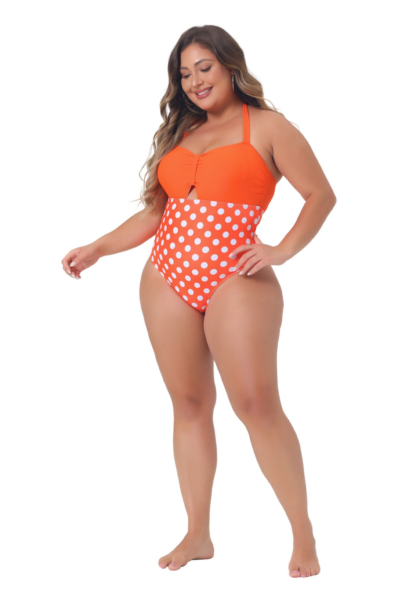 Summer Swimsuit Cutout Swimwear, Orange / Orange, hi-res image number 0