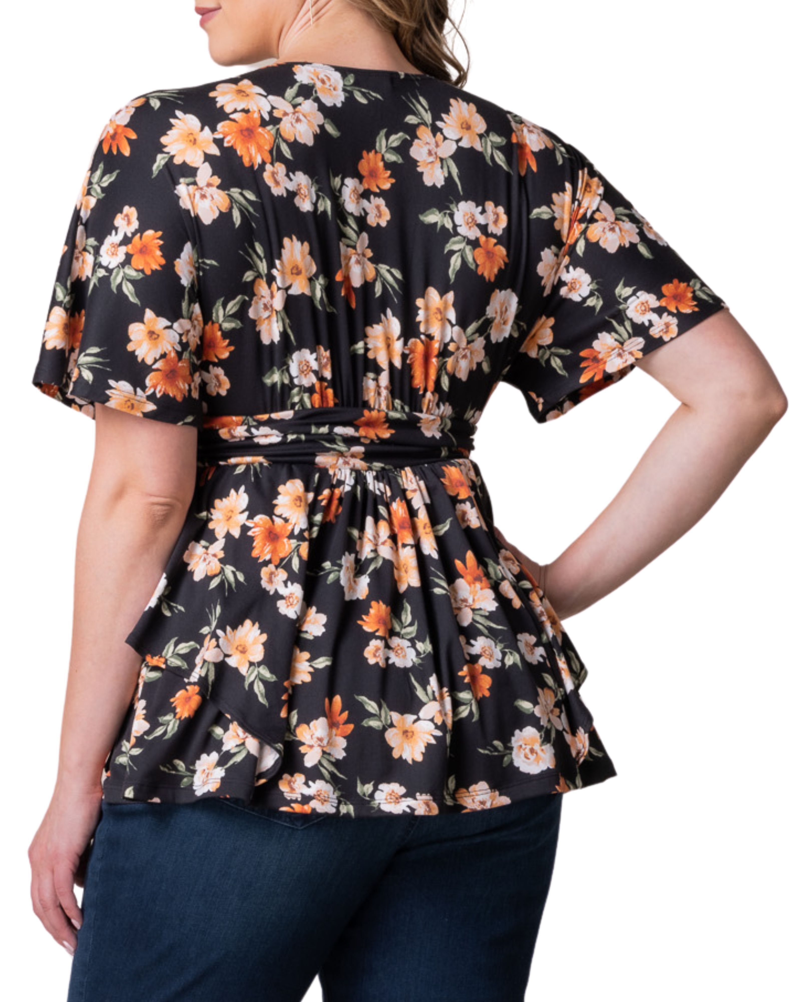 Encore Print Top, APRICOT FLORAL PRINT / Black, alternate image number 1