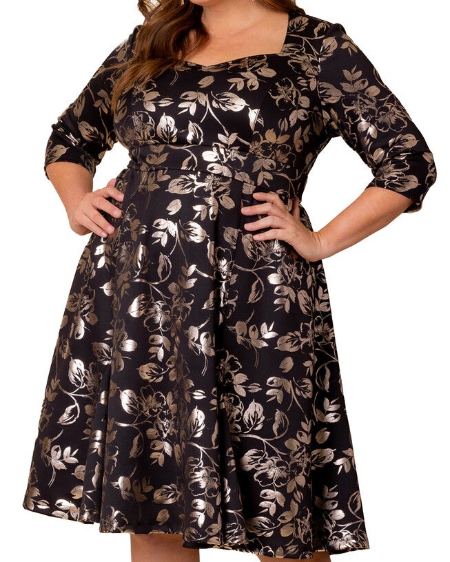 Royal Sweetheart Cocktail Dress, GILDED NOIR / Black, alternate image number 2