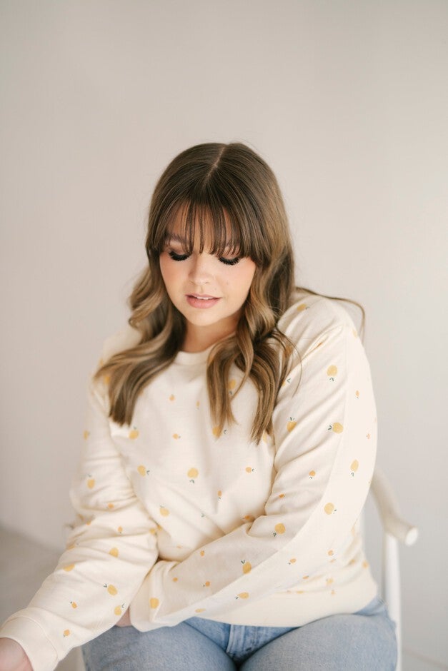 Peachy Keen Organic Cotton Pullover, White / White, alternate image number null