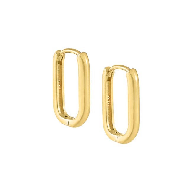 Solid Oval Huggie Earring Gold 18 MM, Gold / Gold, alternate image number 2