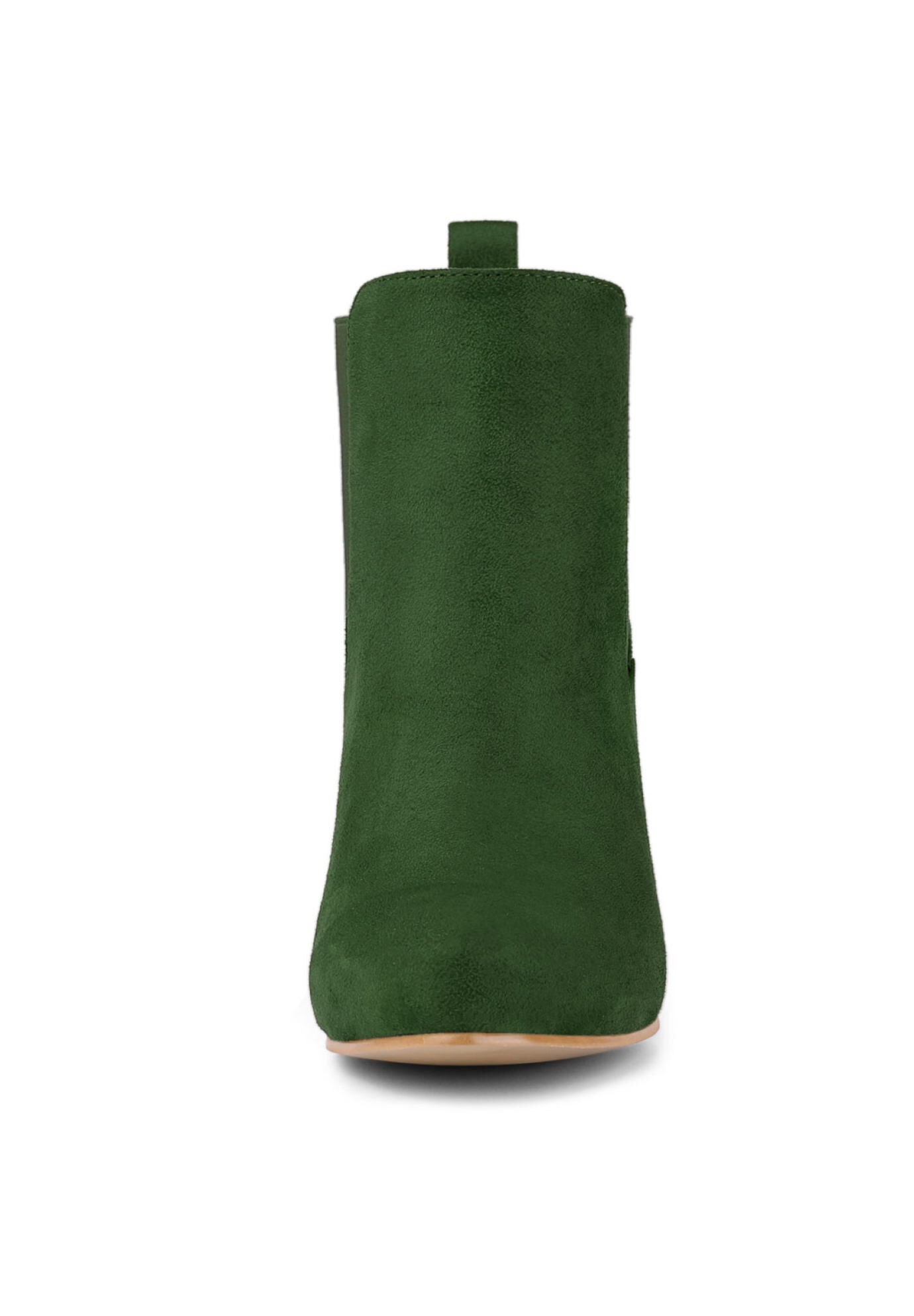 ROUND TOE CHUNKY HEEL CHELSEA ANKLE BOOTS, Green / Forest Green, alternate image number 2