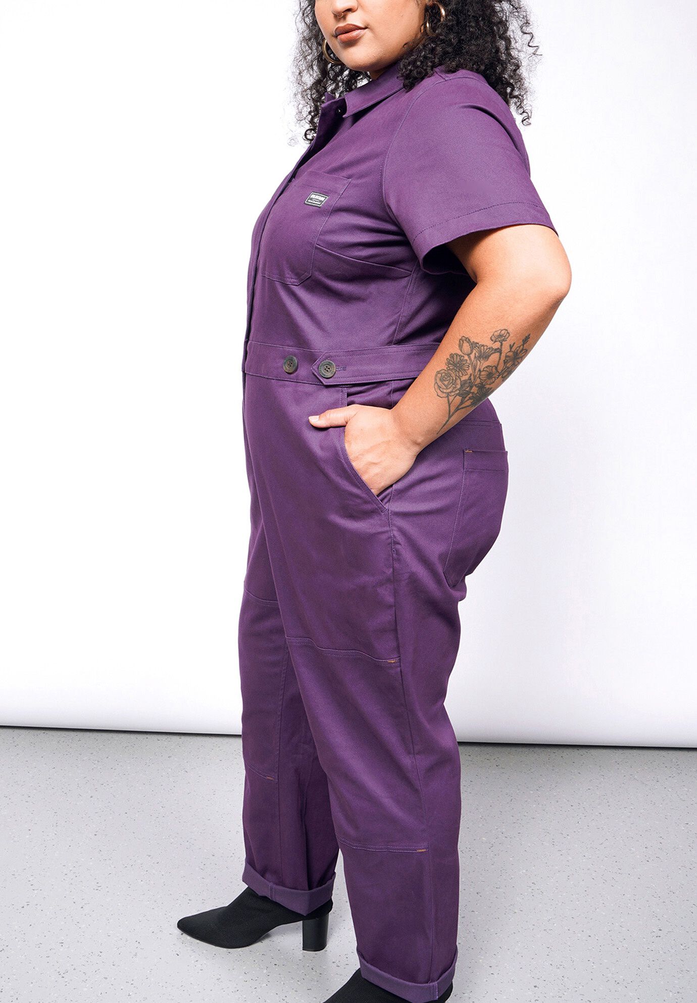 The Essential High Waisted Coverall, PLUM / Purple, alternate image number 1