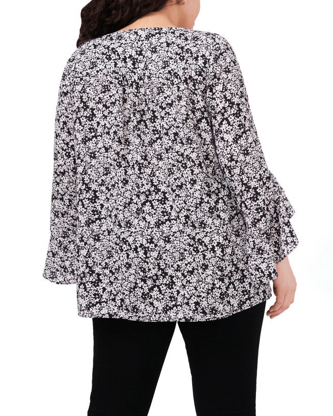 Isla Ruffle Sleeve Tunic, RICH BLACK / Black, alternate image number null