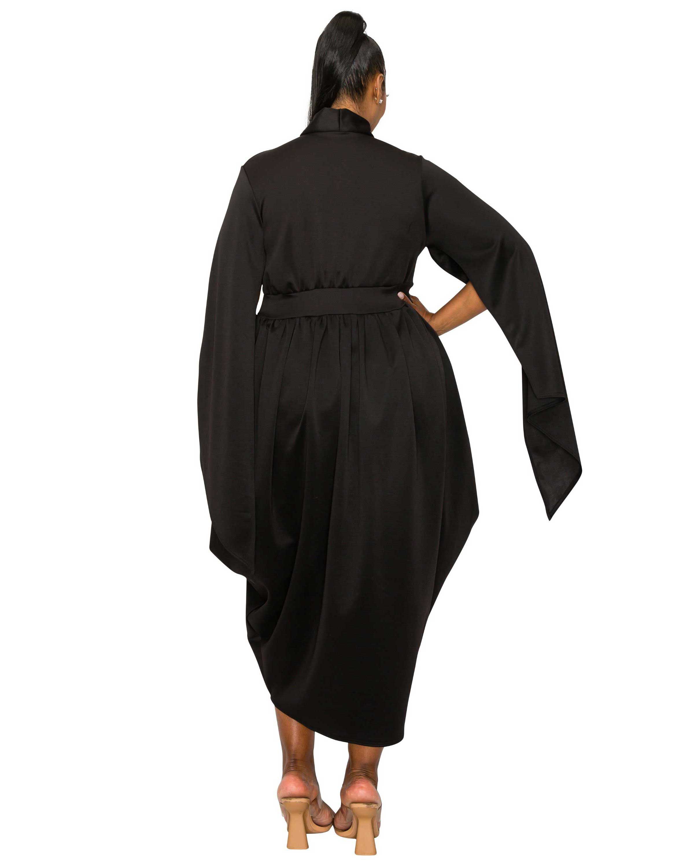 TINA TULIP HEM POCKET DRESS, Black / Black, alternate image number 2