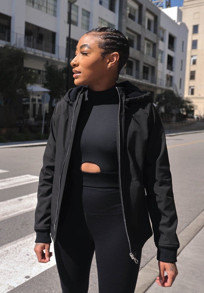 Fleece Lined Rain Jacket, Black / Black, hi-res image number 0