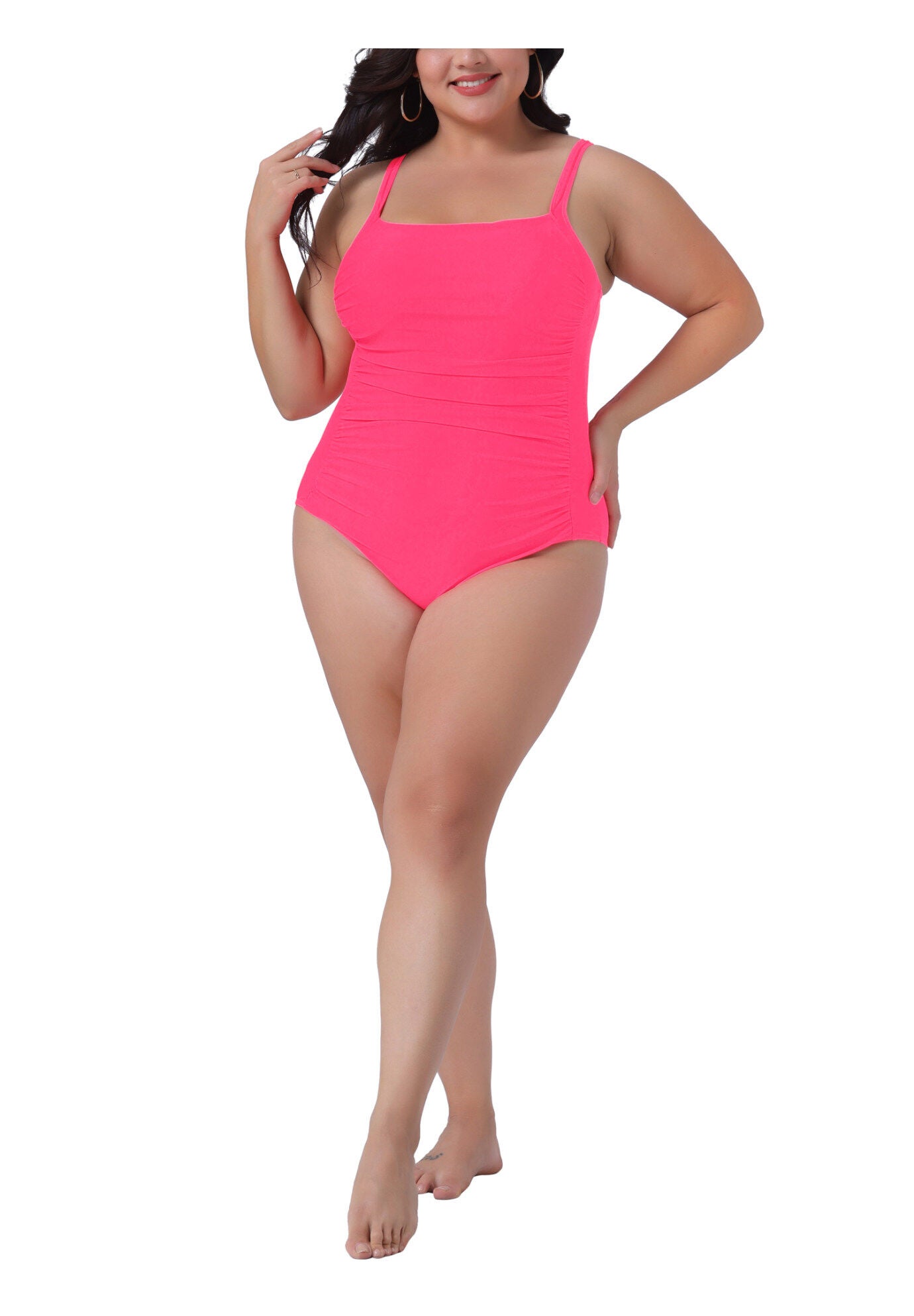 Summer Swimsuit Padded Ruched Bathing Suit Swimwear, Watermelon Red / Deep Fuchsia, hi-res image number 0